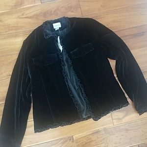 Chico's Black Velvet Ruffle finish jacket NEW size 1 / small